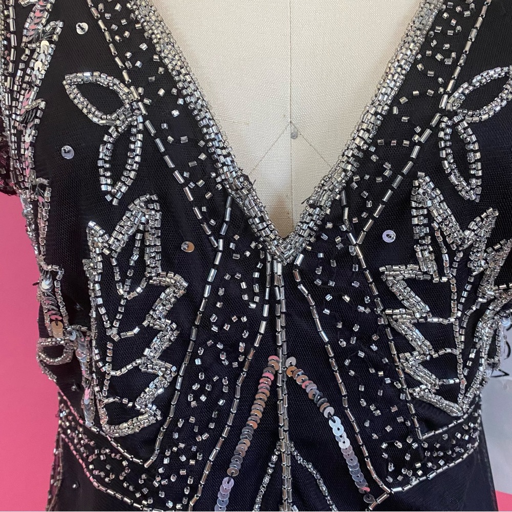 *NWT Vintage 90s/Y2K FairyCore GothLite Embellished Flutter Sleeve Mesh Blouse L - Picture 4 of 17